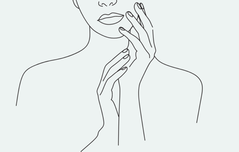 Kuvituskuvassa piirretty tyylitelty naishahmo, jolla kädet kasvojen edessä